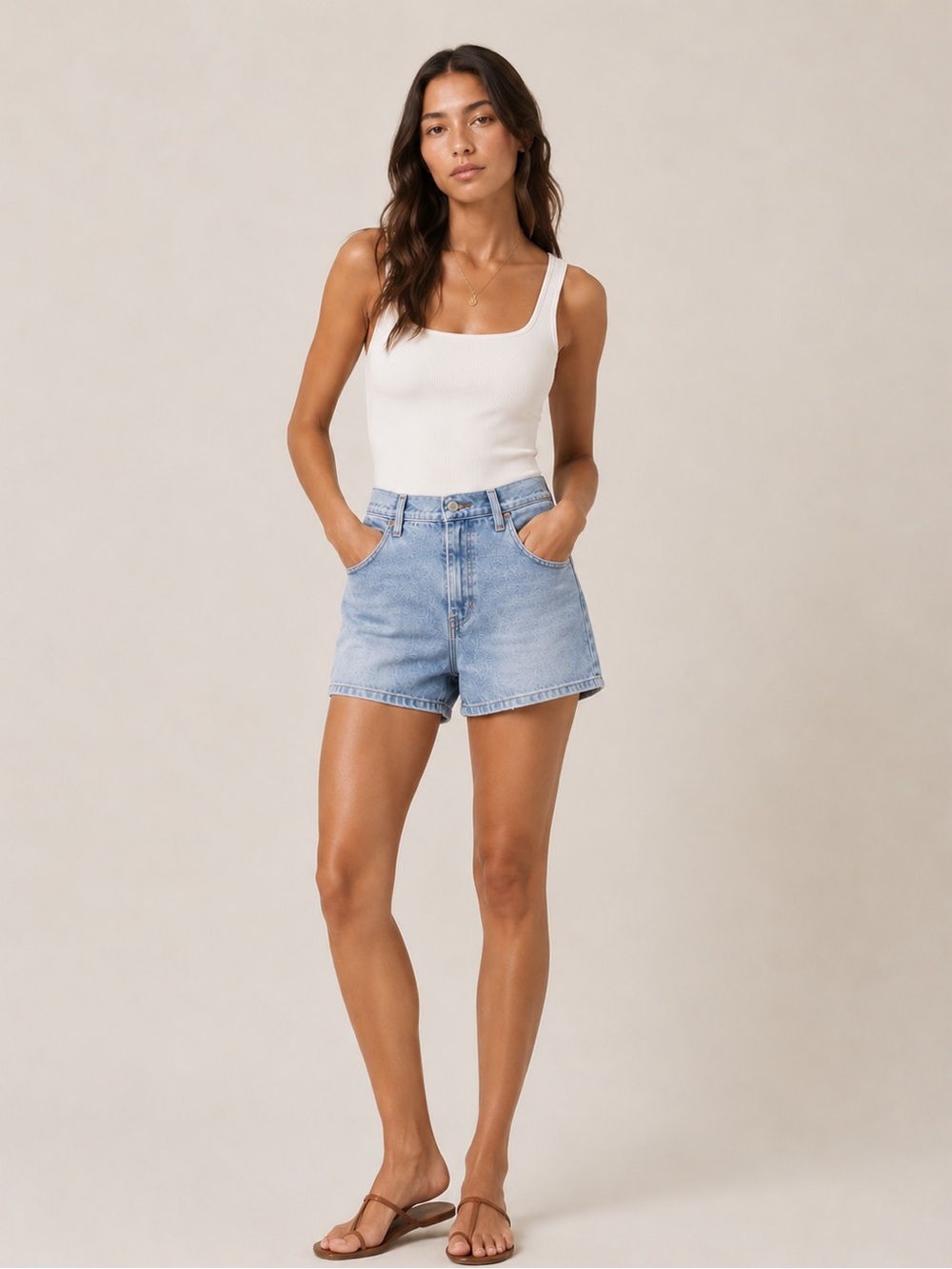 Levi Strauss Signature A-Line High Rise Denim Shorts Light Wash 14W32 NWT